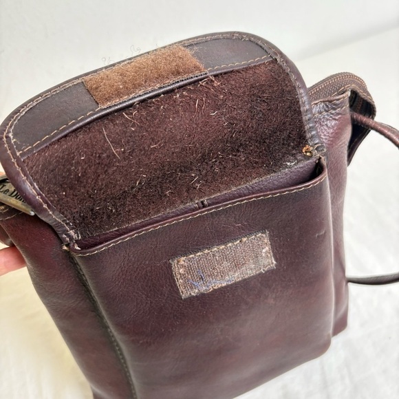 LE DONNE Vintage Genuine Leather Crossbody Bag Purse Minimalist Neutral Boho - Picture 10 of 14
